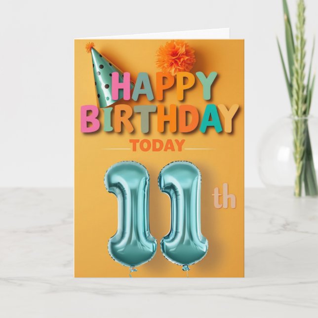 Feliz Cartão de Aniversário de 11 (Frente)