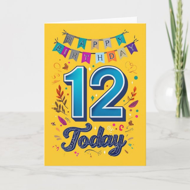 Feliz Cartão de Aniversário de 12 (Frente)