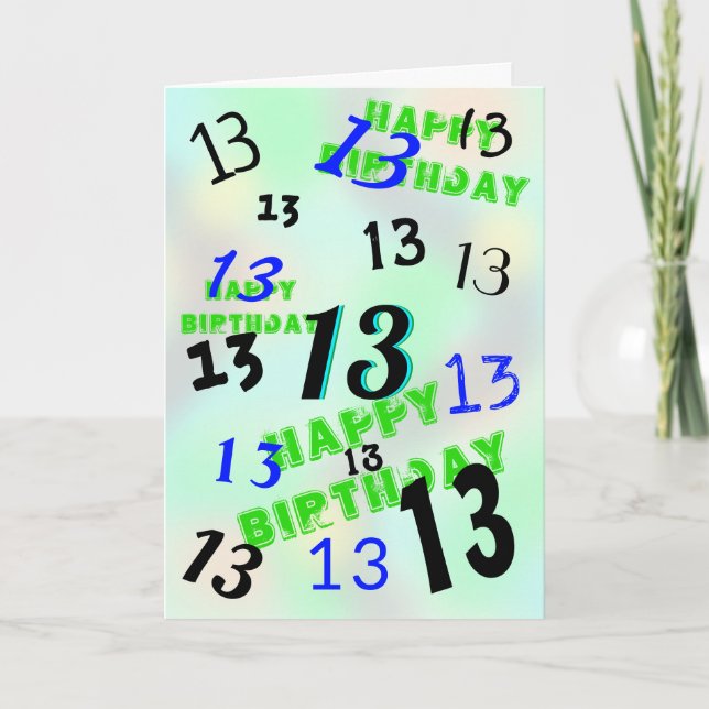 Feliz Cartão de Aniversário de 13 (Frente)