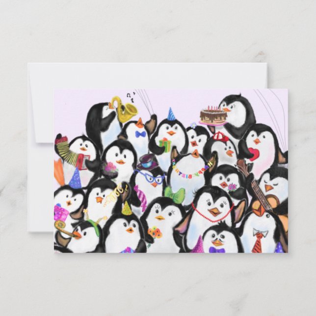 Feliz Cartão de Aniversário de Pinguim (Verso)