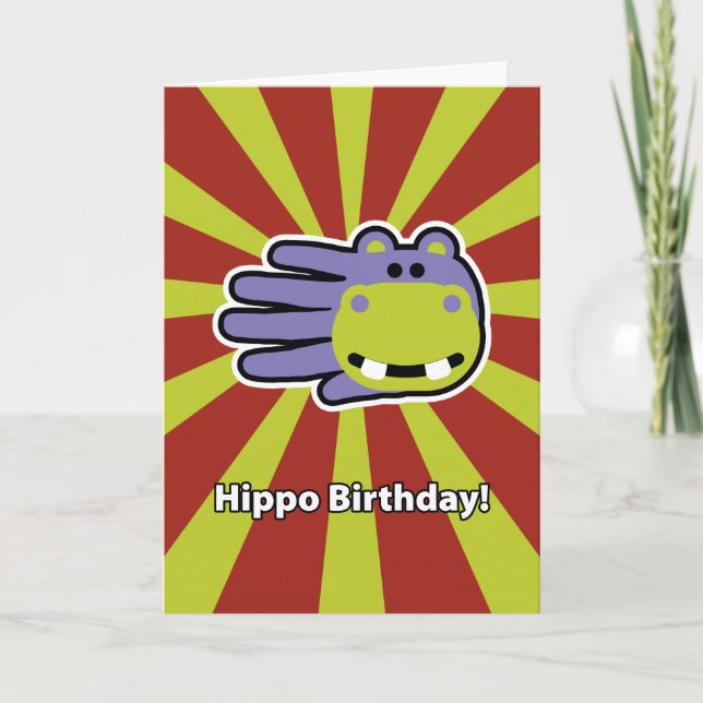 Feliz Cartão de Aniversário Hippo (Frente)