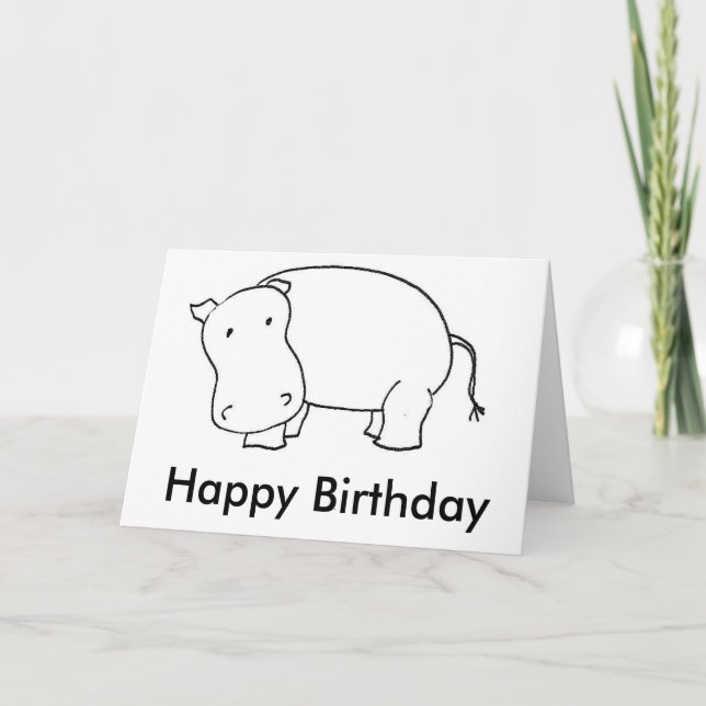 Feliz cartão de aniversário Hippo. (Frente)
