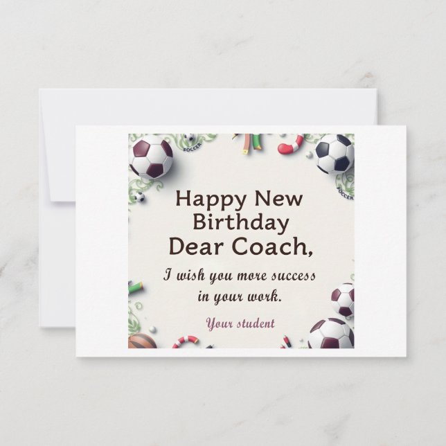 Feliz Cartão De Aniversário Para Treinador (Verso)