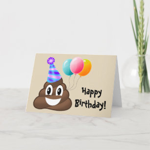 Feliz Cartão de Aniversário: Poop do Partido Emoji