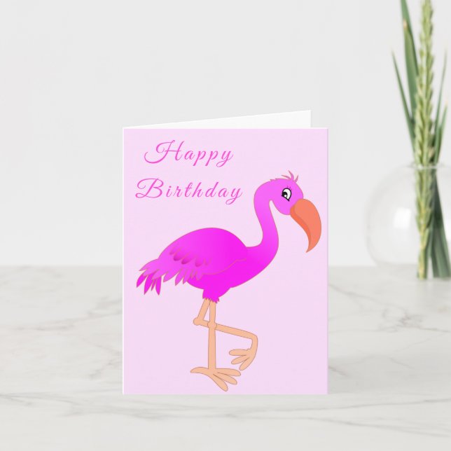 Feliz Cartão de Aniversário Rosa Flamingo (Frente)