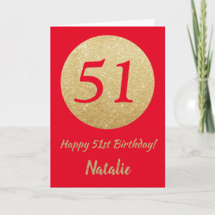 Feliz Cartão de Aniversário Vermelho e Dourado de 