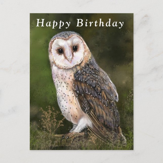 Feliz Cartão de Aniversário Western Barn Owl (Frente)