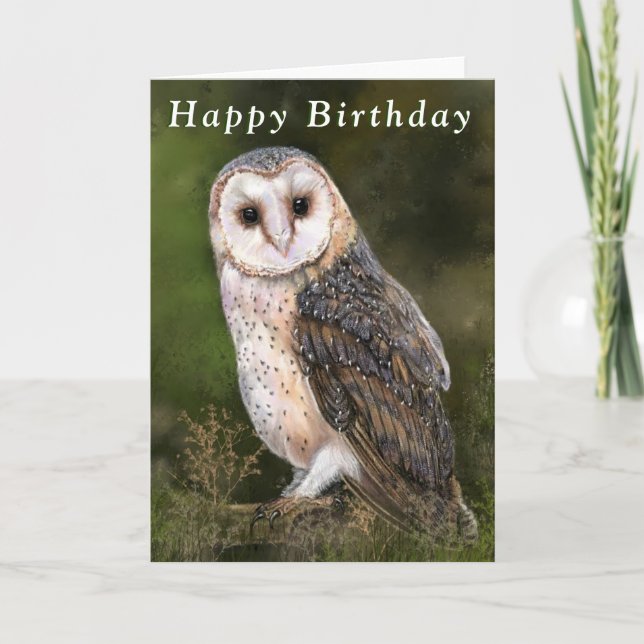 Feliz Cartão de Aniversário Western Barn Owl (Frente)