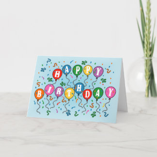 Feliz Cartão de Balões de Aniversário