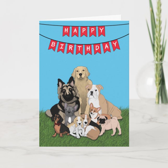 Feliz Cartão de Cachorro de Aniversário (Frente)
