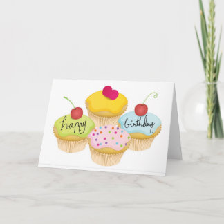 Feliz Cartão de Cupcakes de Aniversário