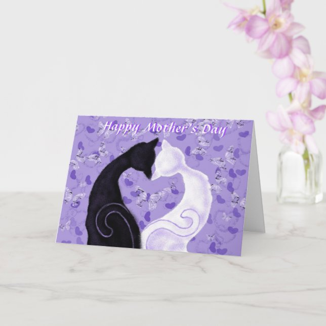 Feliz Cartão de Dia de as mães Belos Gatos De Amor (Orquídea)