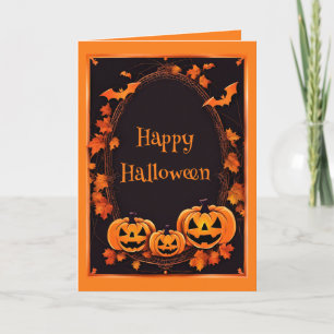 Feliz Cartão de Frame Laranja e Preto do Halloween