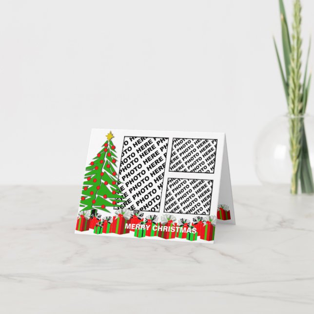 Feliz Cartão de Natal Adicione 3 presentes na árvo (Frente)
