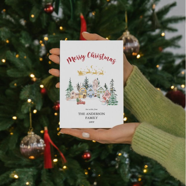 Feliz Cartão de Natal | Cena de Snowy Winter House (Criador carregado)