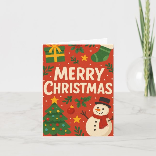 Feliz Cartão de Natal com Snowman (Frente)