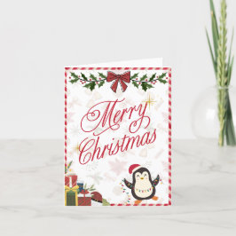 Feliz Cartão de Natal - Pinguim Bonito