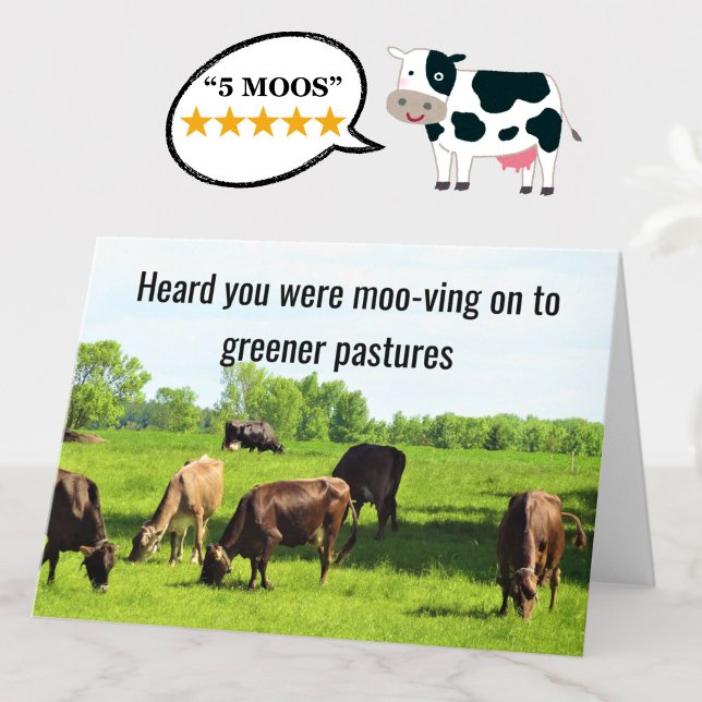 Feliz Cartão de Reforma para vacas loucas (A funny cows retirement card will put a smile on the recipient's face!)