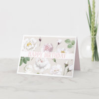 FELIZ CARTÃO DE RETORNO DE ROSES BRANCAS BOTÂNICAS