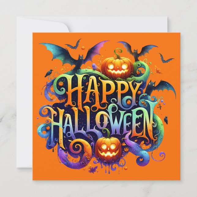 Feliz Cartão de Saudação de Halloween (Frente)