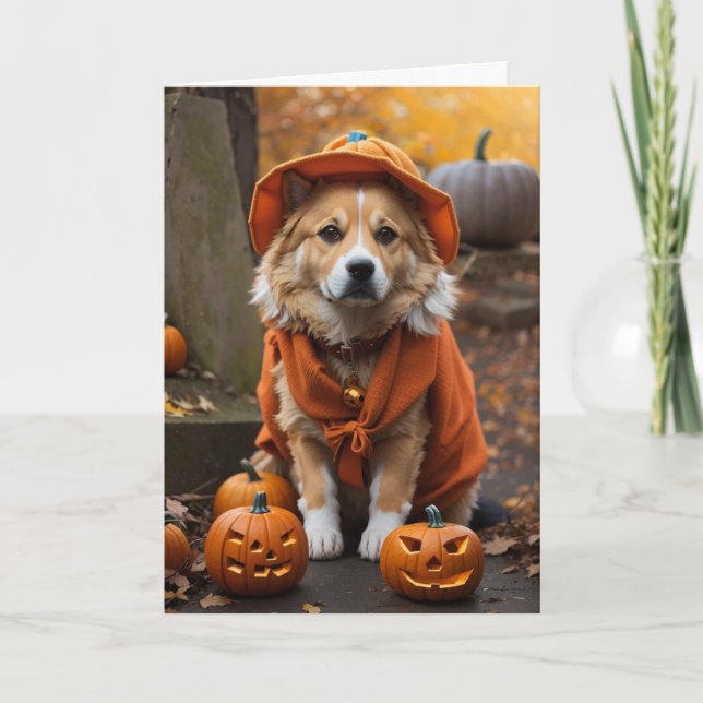 Feliz Cartão de Saudação de Halloween (cão) (Frente)