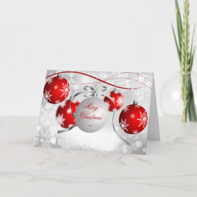 Feliz Cartão de Saudação de Natal - Vermelho e Bra (Frente)