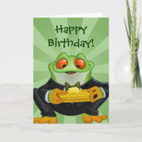 Feliz cartão de saudação do sapo de Aniversário