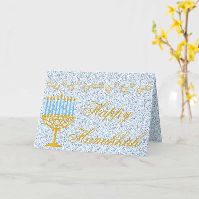 FELIZ Cartão de Saudação PERSONALIZÁVEL HANUKKAH (Flor Amarela)