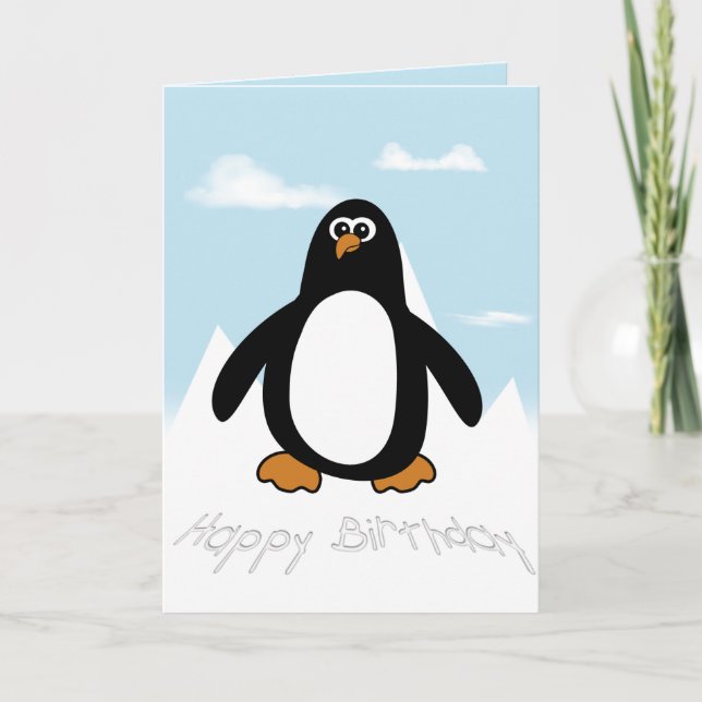 Feliz Cartão Pinguim de Aniversário (Frente)