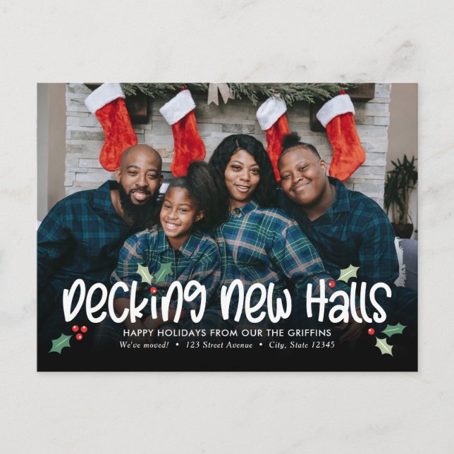 Feliz cartão postal de anúncio de mudança de féria (Frente)