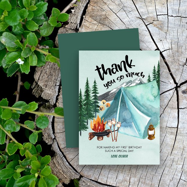 Feliz Cartões de agradecimentos de Aniversário de  (Camping themed thank you cards)