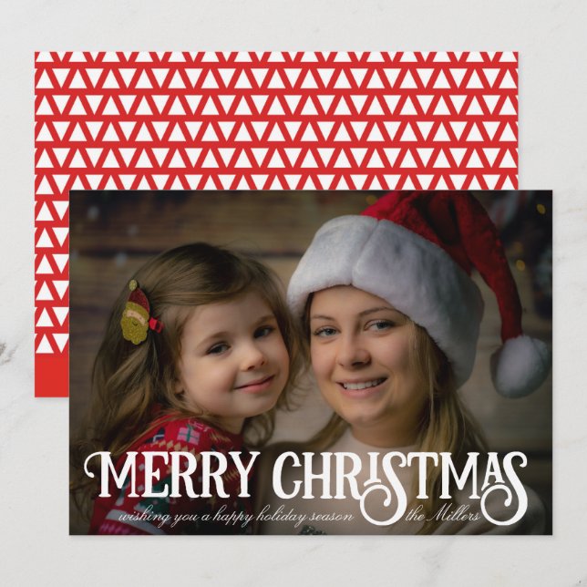 Feliz Cartões de foto de Natal de Caligrafia de Na (Frente/Verso)