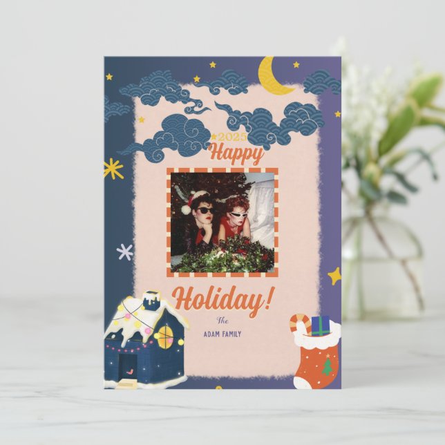 Feliz Cartões de natal de fotos de Natal (Em pé/Frente)