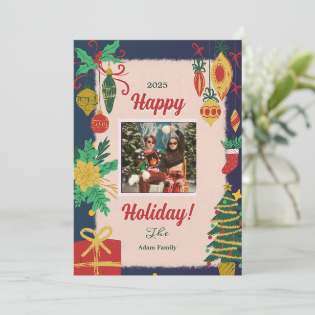 Feliz Cartões de natal de fotos de Natal (Em pé/Frente)