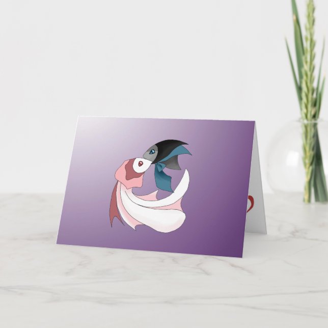 Feliz Casal do Cartão de Saudação de Peixe (Frente)