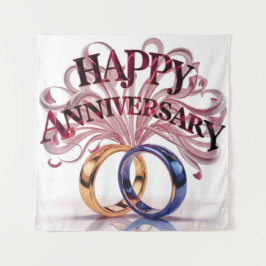 Feliz Casamento Aniversário Tapeçaria