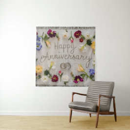 Feliz Casamento Aniversário Tapeçaria