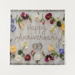 Feliz Casamento Aniversário Tapeçaria