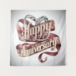 Feliz Casamento Aniversário Tapeçaria