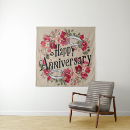 Feliz Casamento Aniversário Tapeçaria