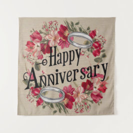Feliz Casamento Aniversário Tapeçaria