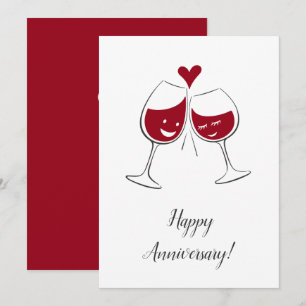 Feliz Casamento Aniversário Vinho Vermelho Cartão 