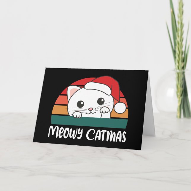 Feliz Catmas Engraçado Gato Cartão de Férias de Na (Frente)