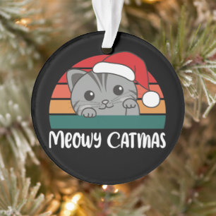 Feliz Catmas Engraçado Gato Ornamento de Pun de Na