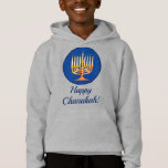 Feliz Chanukah! Menorah Personalizado<br><div class="desc">Feliz Chanukah! Menorah Personalizado Hoodie Editar texto para personalizar</div>