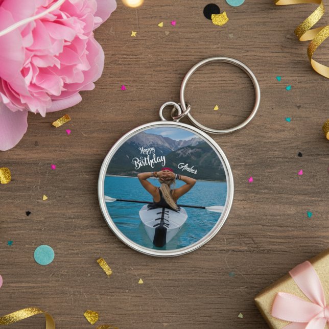 Feliz Chaveiro de Foto de Aniversário (Happy Birthday Photo Keychain)