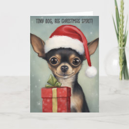 Feliz Chihuahua Papai Noel com Presente Cartão de