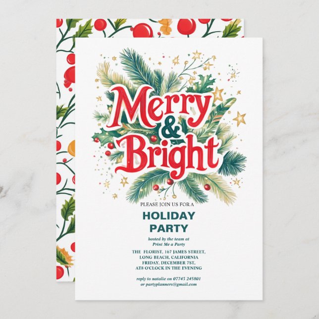 Feliz Colorida e Festa de Natal Brilhante (Frente/Verso)