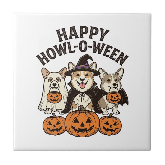 Feliz Como-O-Queijo Corgi Halloween Cachorro Vetor (Frente)