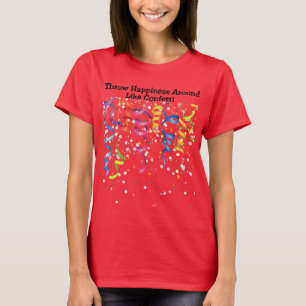 Feliz Confetti Camisa Básica de Mulher